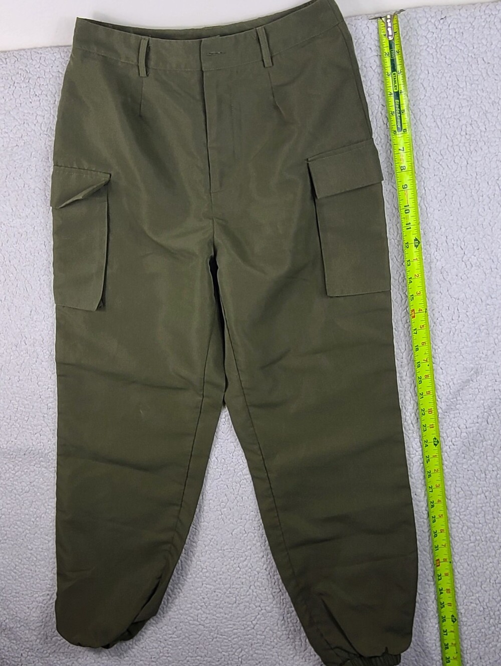SHEIN Olive Green Cargo Jogger Pants Utility‎ Pockets M 6 Ankle Cuffs - Picture 2 of 15
